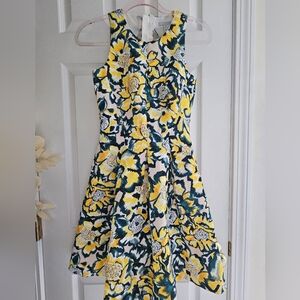 H&M Yellow Floral Fit and Flare Dress Size 4